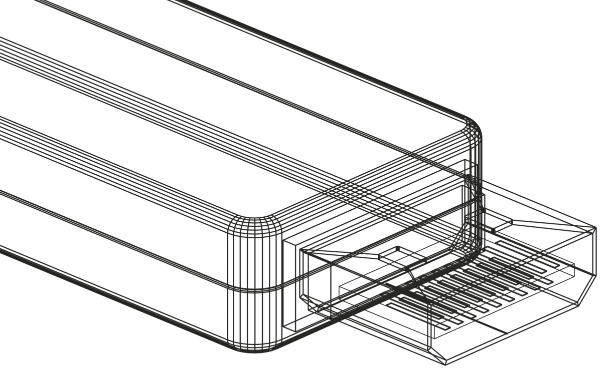 Wireframe drawing of an HDMI stick